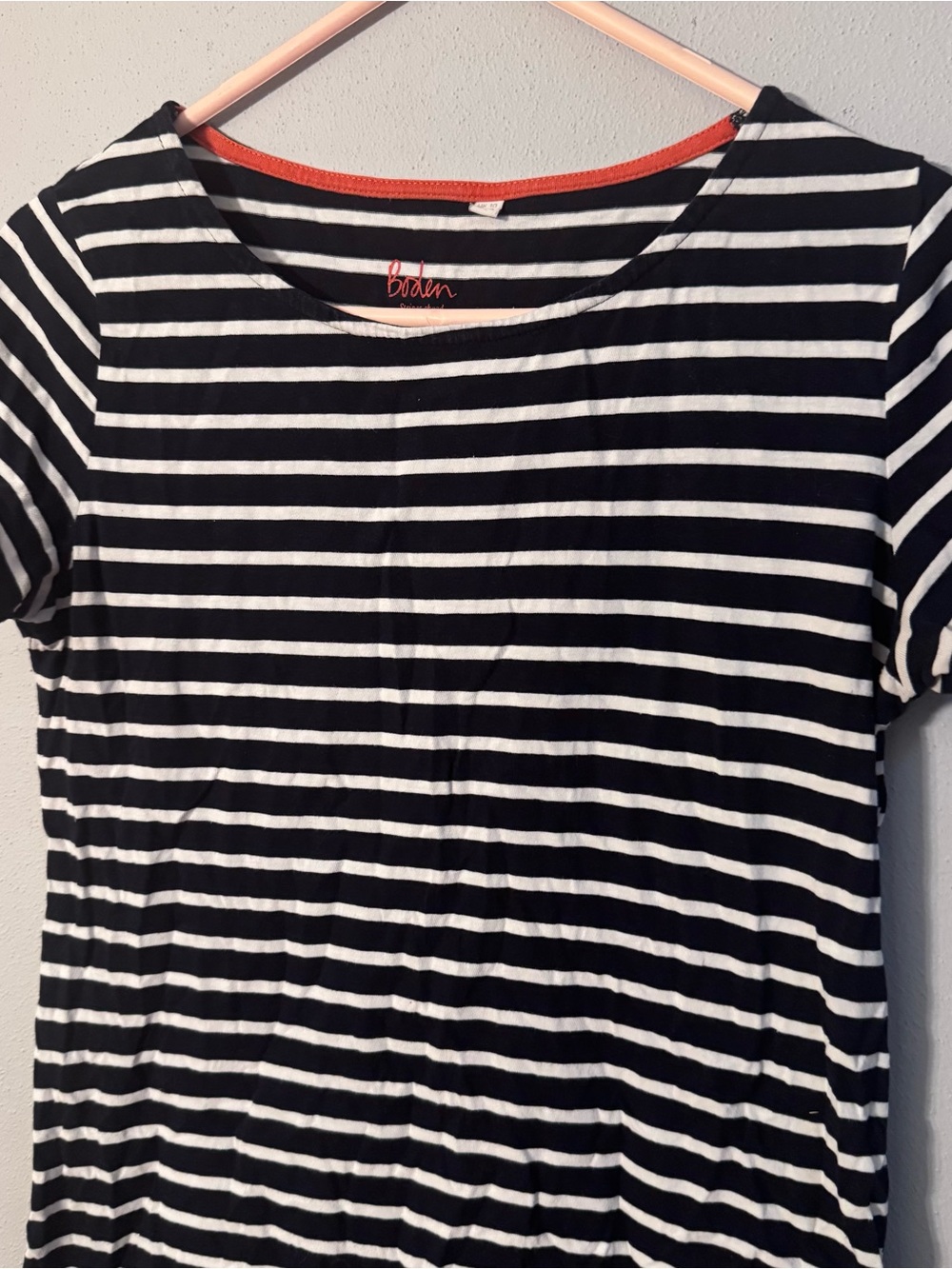 Boden Black and White Striped Short Sleeve Tee Cotton - Picture 3 of 7